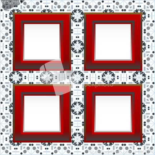 Image of Vintage photo frames on grungy floral background. vector