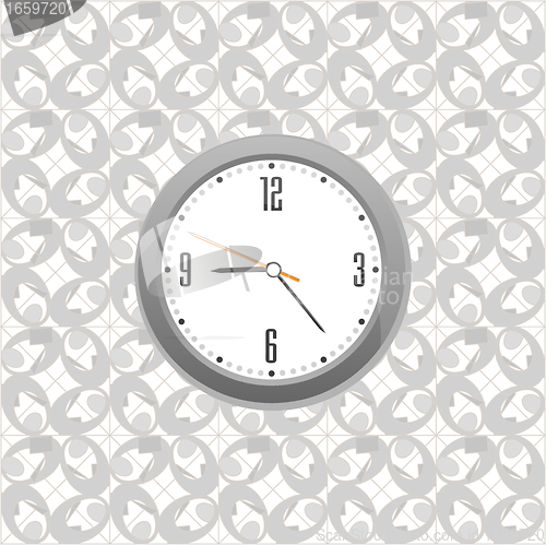 Image of grey clock on wall pattern style background