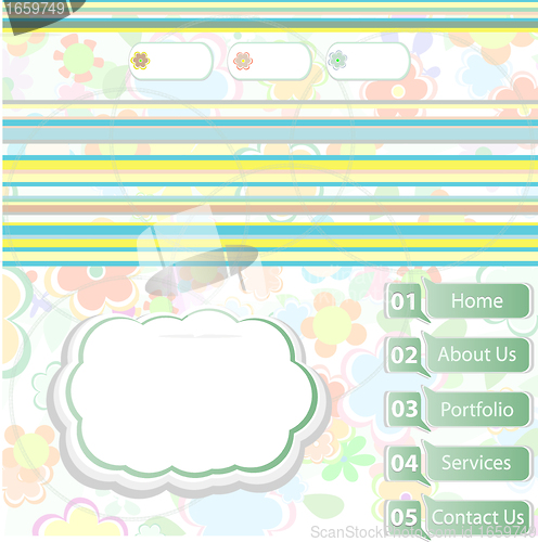 Image of vector elegant modern website template with beautiful floral background