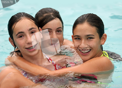 Image of Friends in a pool