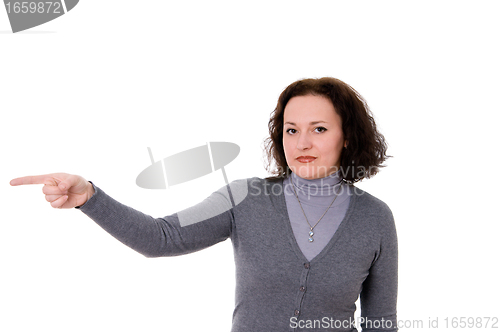 Image of woman in the gray cardigan