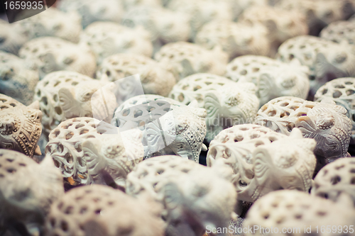 Image of Carved marble  elephants