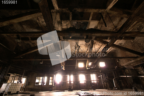 Image of old creepy dark decaying dirty factory