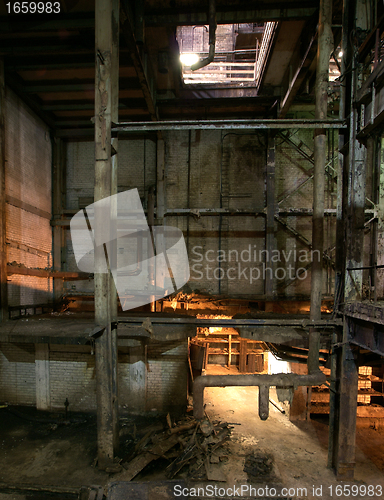 Image of old creepy dark decaying dirty factory