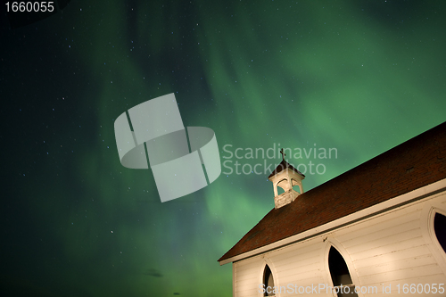 Image of Country Church and Northern Lights