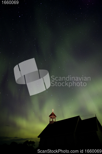 Image of Country Church and Northern Lights