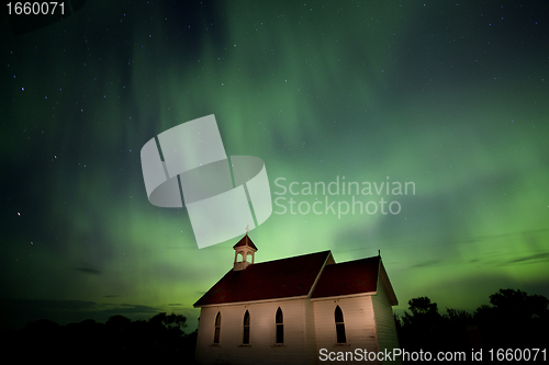 Image of Country Church and Northern Lights