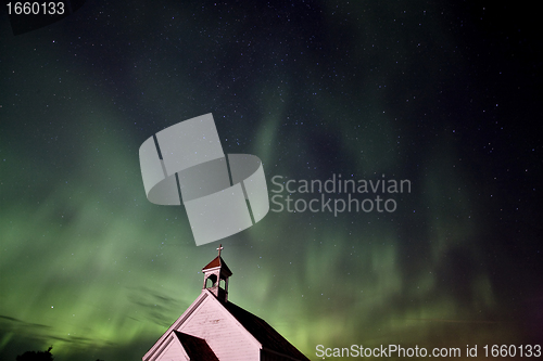 Image of Country Church and Northern Lights