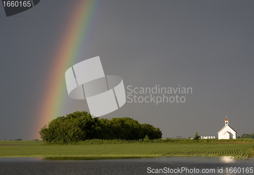 Image of Country Church and Rainbow