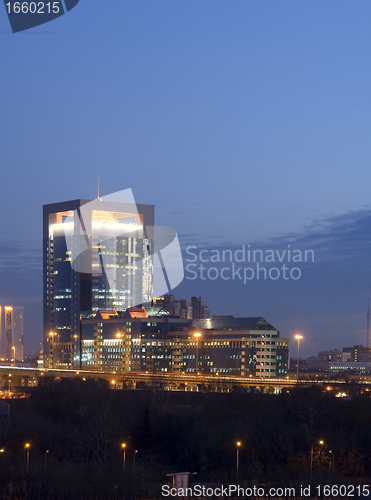 Image of Moscow City skyscrapers at night