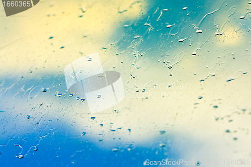 Image of drops on glass after rain