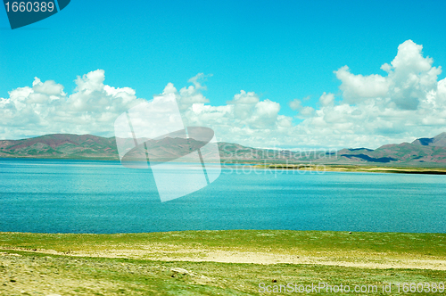 Image of Landscape of lake and skies