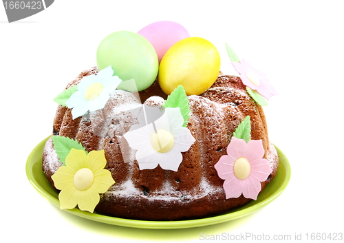 Image of Easter cake decorated with flowers.