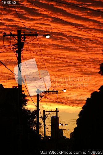 Image of Electricty lines at sunset