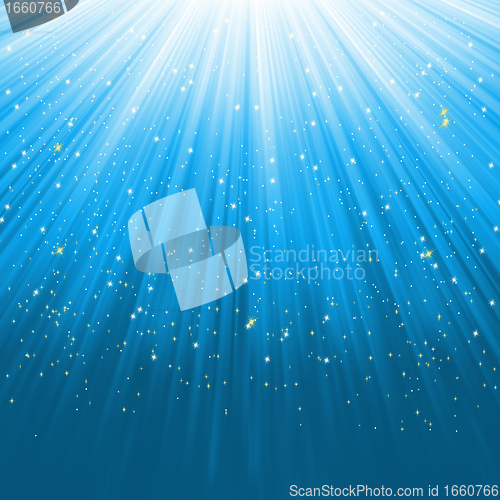 Image of Blue light burst with stars. EPS 8