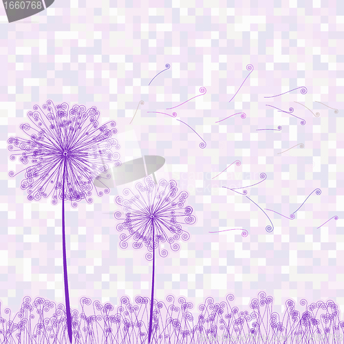 Image of Retro greeting card flowers and dandelion. EPS 8