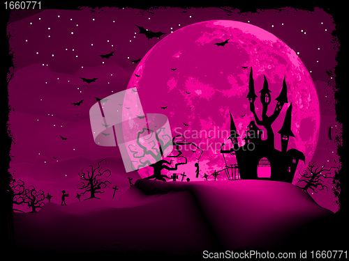 Image of Halloween invitation with spooky castle. EPS 8