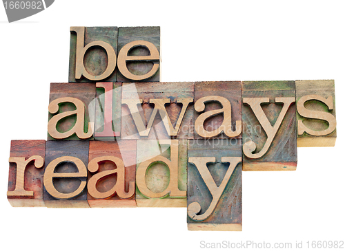 Image of Be always ready in letterpress type