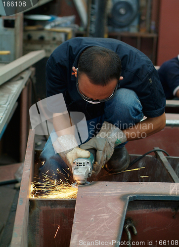 Image of Man working with angle grinder