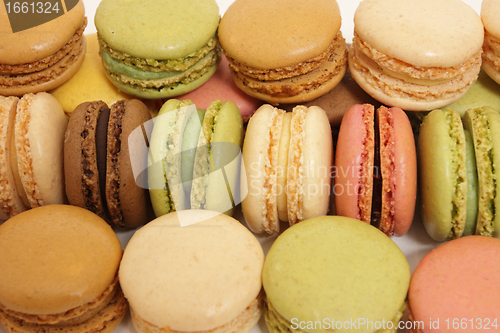 Image of assortment of macaroons on a white background