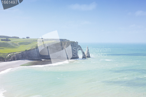 Image of landscape, the cliffs of Etretat in France