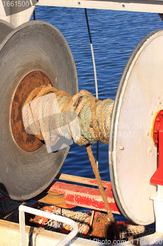 Image of details of an old fishing boat, a trawler