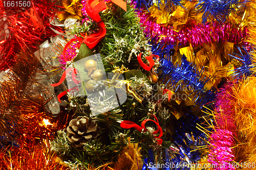 Image of garlands and decorations for Christmas and New Year