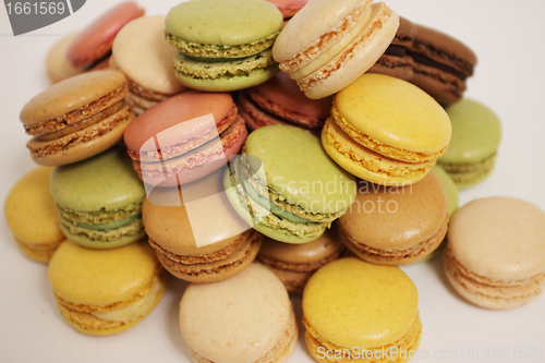 Image of assortment of macaroons on a white background