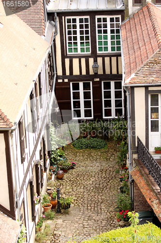 Image of  a courtyard of a house in Normandy