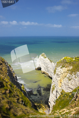 Image of landscape, the cliffs of Etretat in France