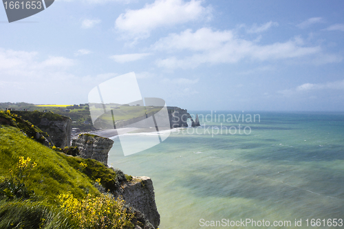 Image of landscape, the cliffs of Etretat in France