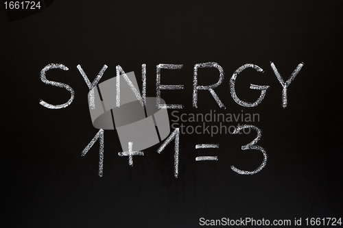 Image of Synergy Concept on Blackboard