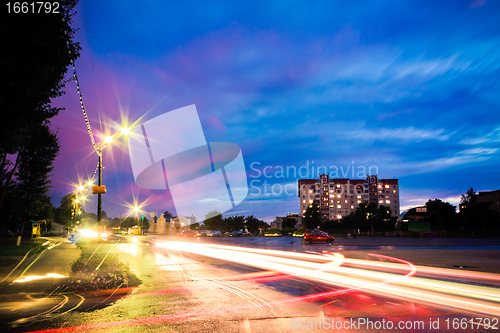 Image of night traffic light 