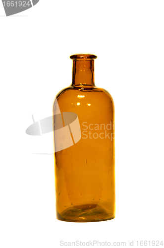 Image of Old handmade glass bottle isolated on white 