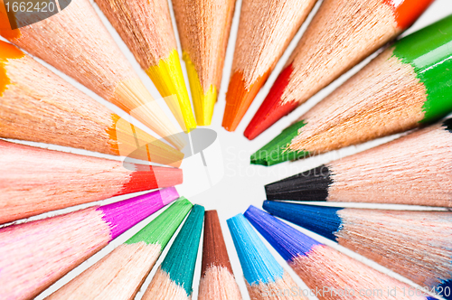 Image of Tips of color pencils, close up