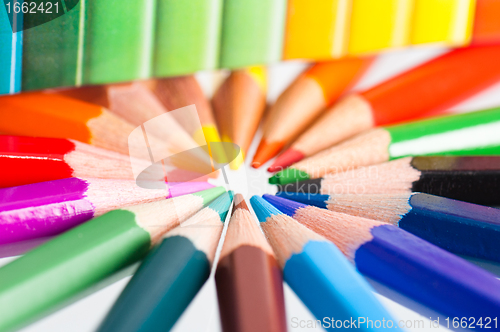 Image of Tips of color pencils, close up