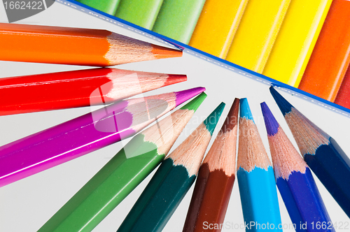 Image of Tips of color pencils, close up