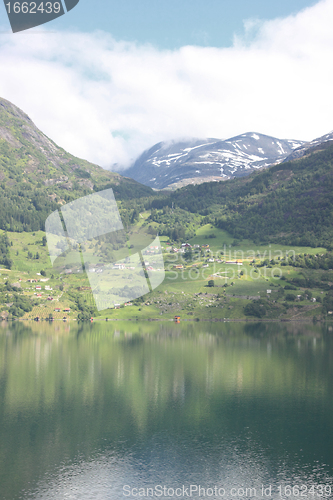 Image of Wonderful fjord greens of norway in spring