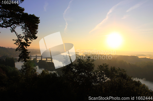 Image of daybreak in the mist of the valley of the Seine