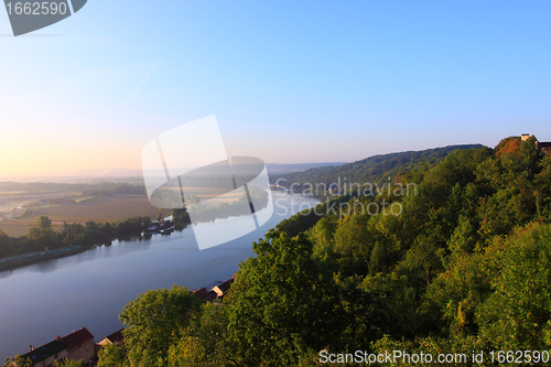 Image of daybreak in the mist of the valley of the Seine