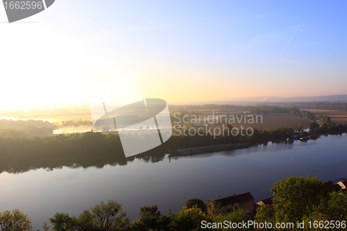 Image of daybreak in the mist of the valley of the Seine