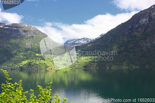 Image of Wonderful fjord greens of norvege in spring