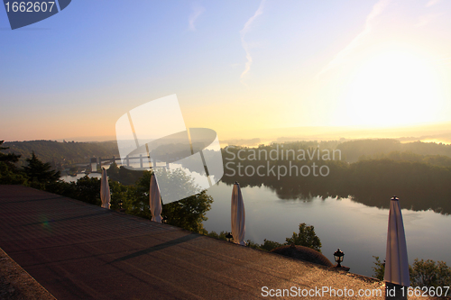 Image of daybreak in the mist of the valley of the Seine