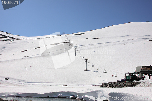 Image of snowy mountain resort and winter sports in Norway