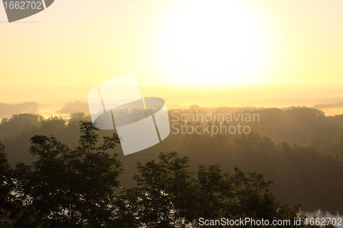 Image of daybreak in the mist of the valley of the Seine