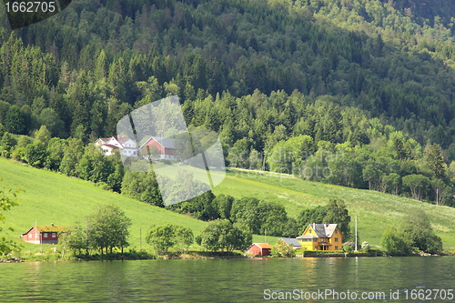 Image of Wonderful fjord greens of norvege in spring