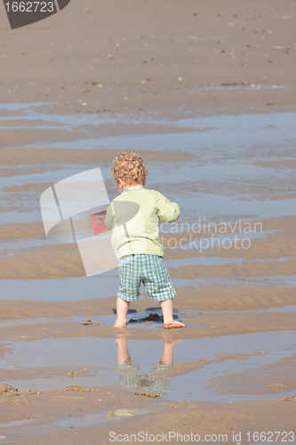 Image of Children playing with sand on the beach