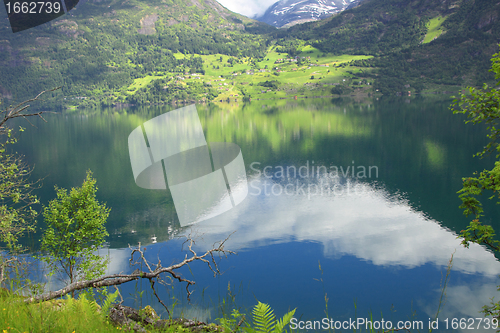 Image of Wonderful fjord greens of norvege in spring