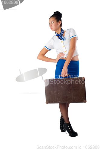 Image of Young beautiful air hostess