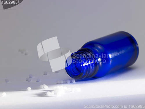 Image of small bottle and globules